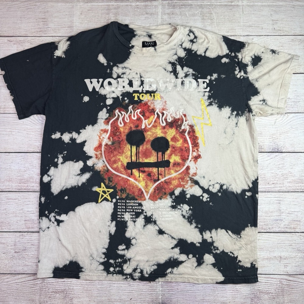 BoohooMAN Class of 21 Tour Shirt Men's XL Bleach Splatter‎ Graphic Tee